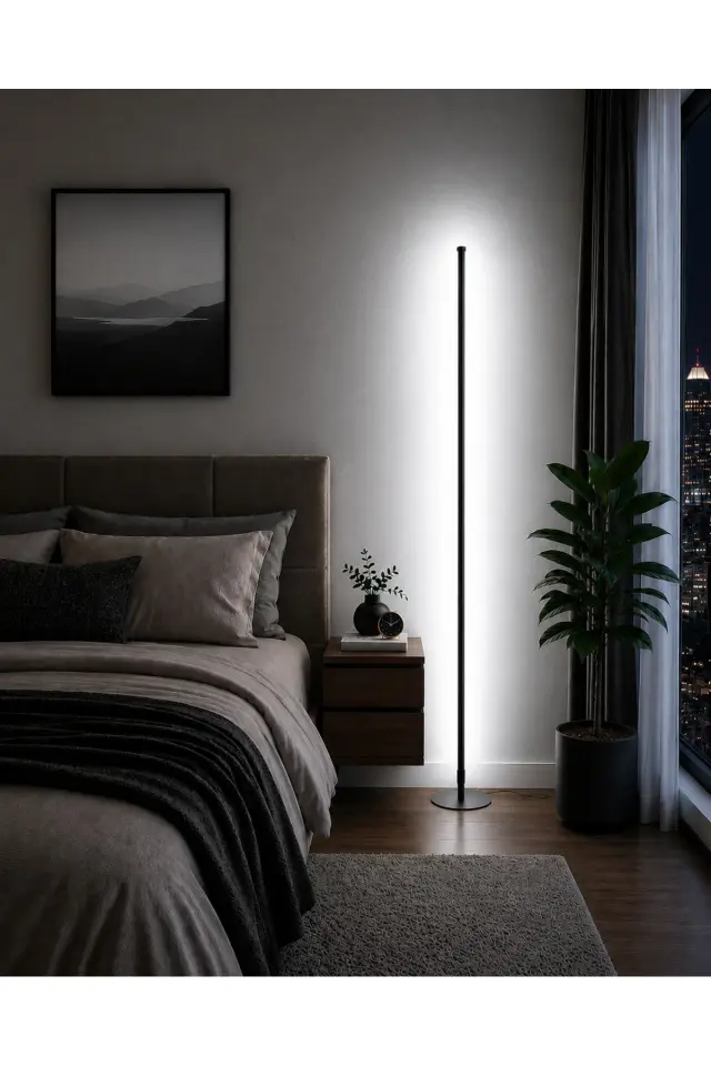 Stewehome Λάμπα δαπέδου με φωτισμό led rgb μεταλλική με τηλεχειρισμό και ρυθμιζόμενη φωτεινότητα Μαύρο