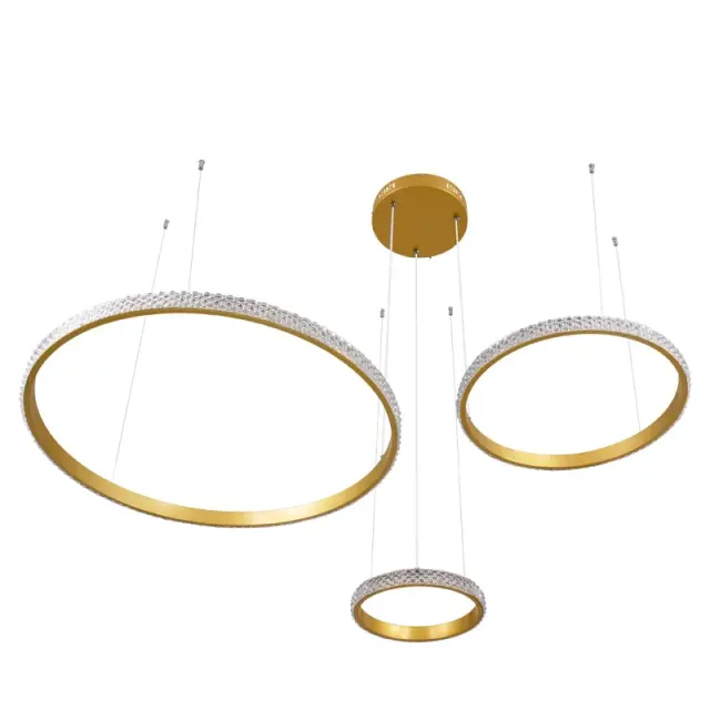 DIAMOND LED Κρεμαστό Φωτιστικό Οροφής 100W CCT με Χειριστήριο Χρυσό KLV-101-0244 3