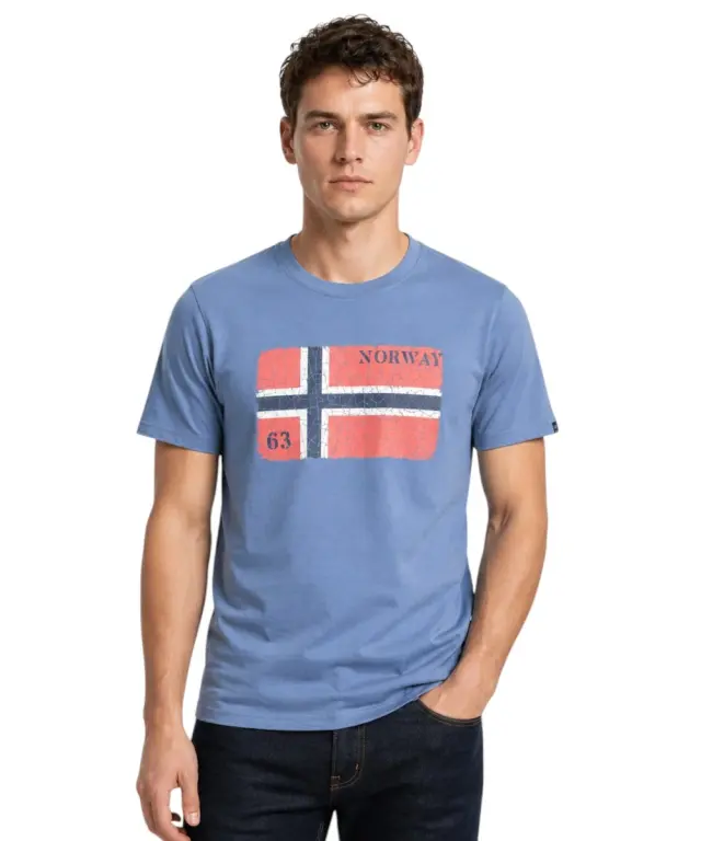 Norway Nautical School - Ανδρικό T-shirt Κοντομάνικο 866020-DENIM Μπλε Ανοιχτό