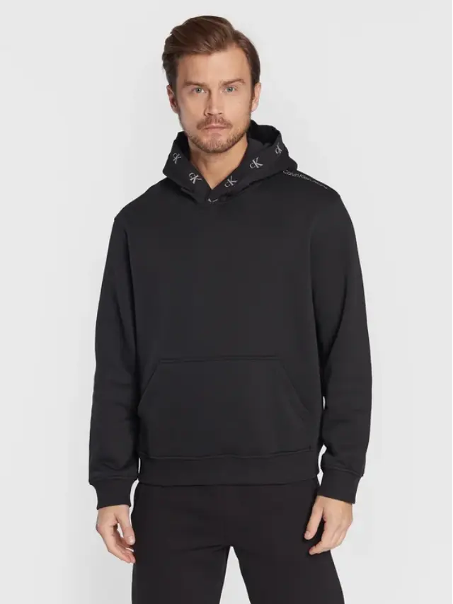 Calvin Klein - Ανδρικό Φούτερ με Κουκούλα και Τσέπες J30J321883-BEH Μαύρο