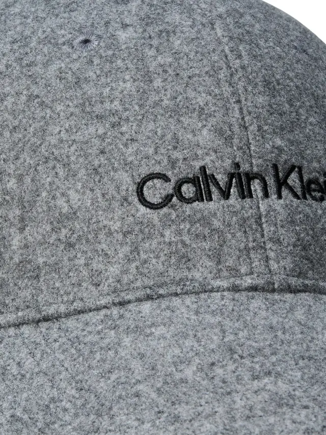 Calvin Klein Emb Titlecase Logo Felt Cap Καπέλο Joker Γκρι 2