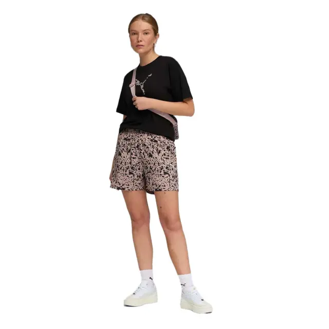 Puma Women's Essential Graphic Animal Allover Print High Rise 4inch Woven Shorts Μπεζ 691823-88 (Puma)