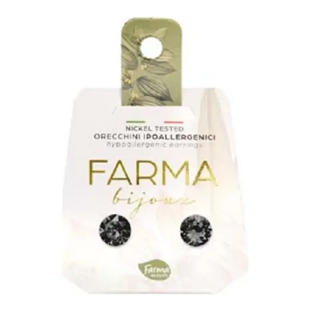 Farma Bijoux Υποαλλεργικά Σκουλαρίκια Κρύσταλλα Μαύρα 7,15mm (BE66C37)