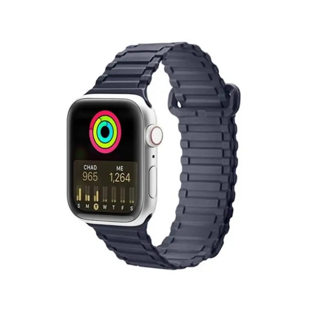 Dux Ducis Strap (Armor Version) Apple Watch SE Strap 9, 8, 7, 6, 5, 4, 3, 2, 1 (41, 40, 38 mm) Silicone Magnetic Band Bracelet Blue