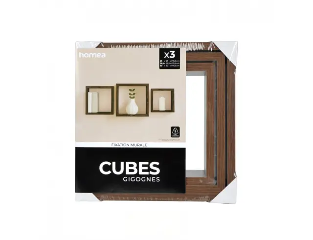 Σετ Ράφια Τοίχου Cubes Homea - Acacia - 3 τεμάχια 6RAN789AC 3