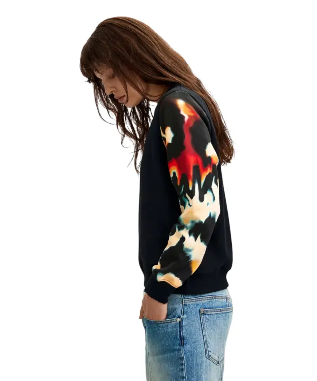 Desigual - Γυναικείο Φούτερ Estocolmo 26WWSK08-2000 Μαύρο με Σχέδια 3