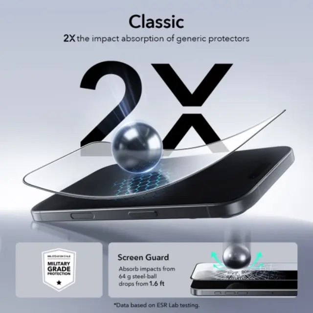 Esr Ultrafit Tempered Glass 2-pack Iphone 16 Pro / 17 Black 2