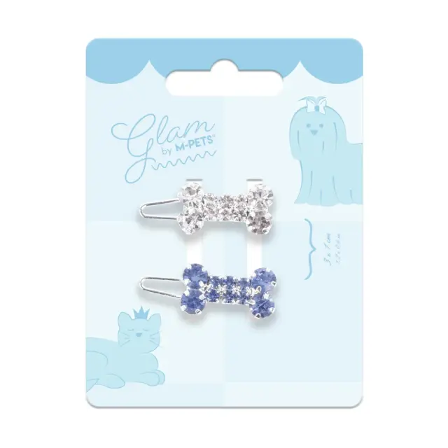 M-PETS GLAM Κλιπ Τριχώματος για Σκύλους & Γάτες Κόκαλο Μπλε/Λευκό 3x1cm