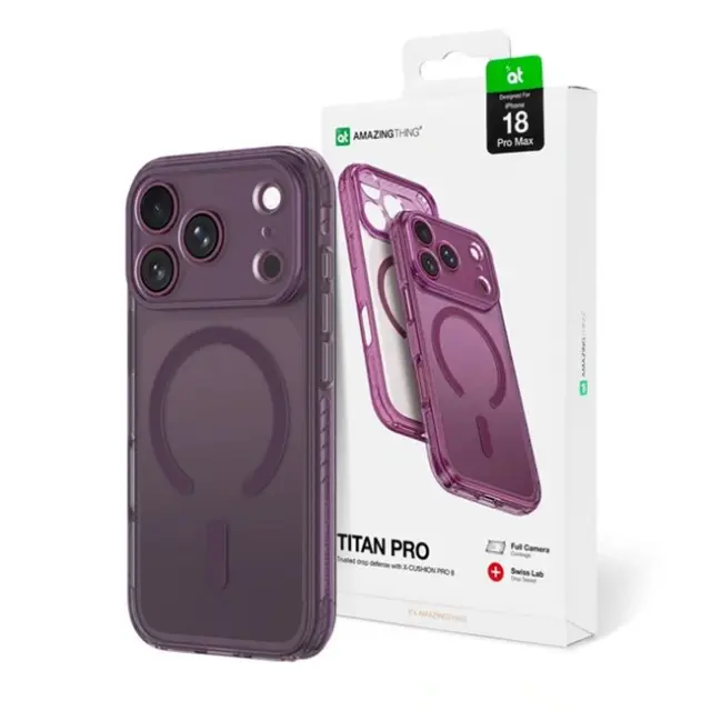 Amazingthing Θήκη Κινητού iPhone 18 Pro Max Titan Pro Lens MagSafe Purple