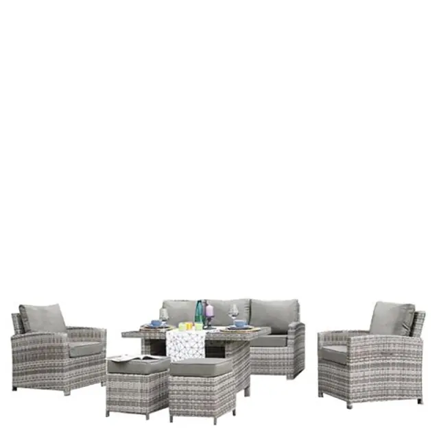Σετ Σαλόνι Κήπου MONROE Wicker Grey White/Μαξιλάρια Γκρι
