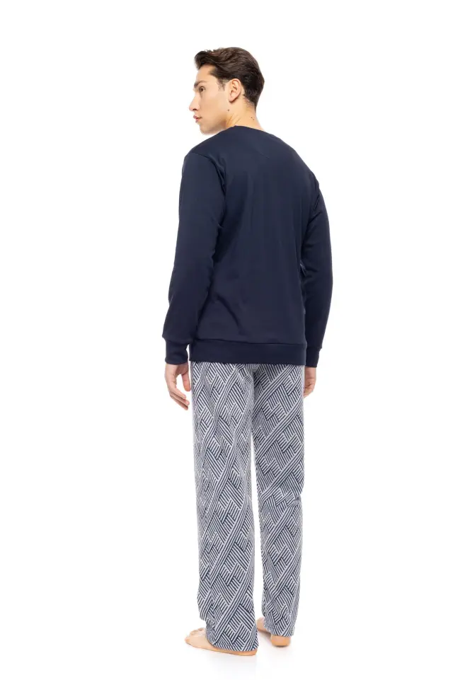 W-M773 - Yacht Blue - PYJAMA JACQUARD HENRY STRIPES 3