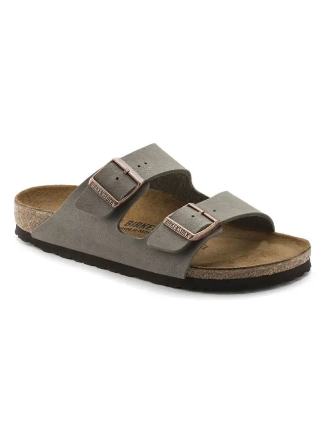Birkenstock Πέδιλα Unisex Birko-Flor-Nubuck(ανθεκτικό υλικό της Birkenstock-επιτρέπει την επαφή με το νερό) Γκρί BIR/ARIZONA 151213 STONE 2
