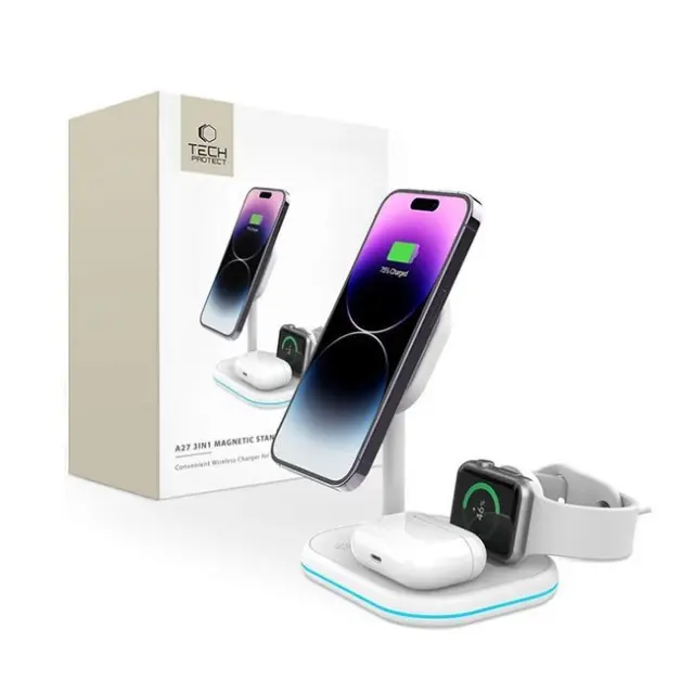 Tech-Protect Φορτιστής C65W 2x USB-C PD 65W / USB-A QC 3.0 White