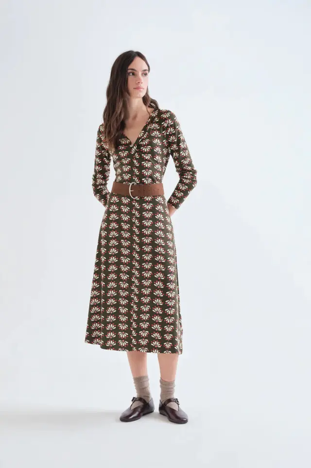 COMPANIA FANTASTICA MIDI DRESS (63C/12002 MULTICOLOUR) - XL