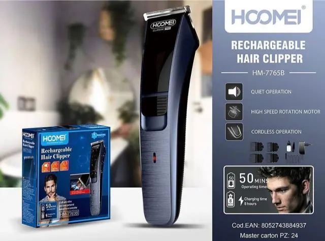 Hoomei Επαναφορτιζόμενη Κουρευτική Μηχανή Γκρι HM-7765B 2
