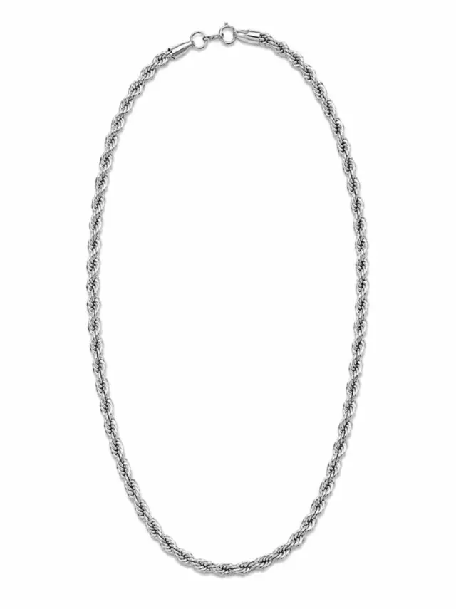 Ghetto Silver Rope Chain Necklace – 50cm