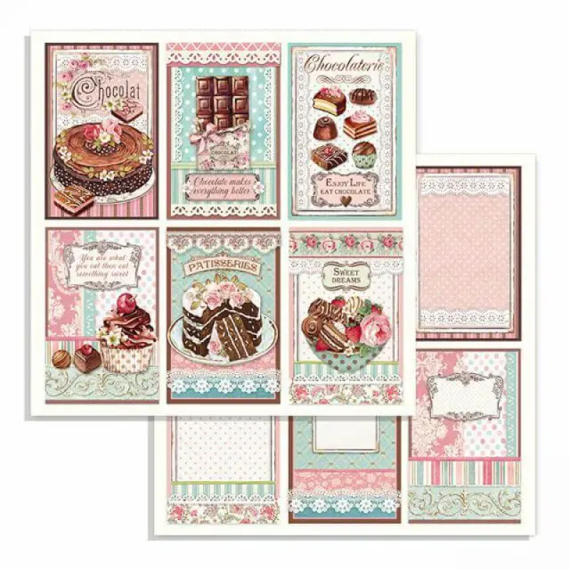Χαρτί Scrapbooking Stamperia Διπλής Όψης - Chocolate Cards - 31x30cm