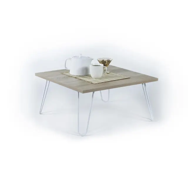 Τραπεζάκι Σαλονιού ILLIA Δρυς/Λευκό 60x60x29cm 2