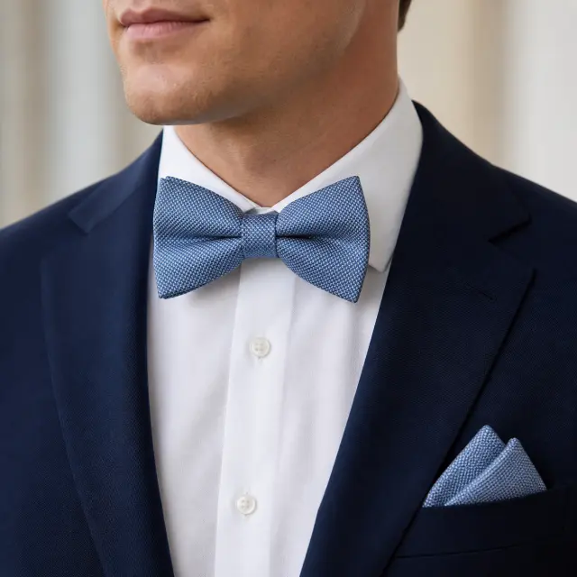 Blue Polo Παπιγιόν Τύπου Oxford Σετ με Μαντήλι 2
