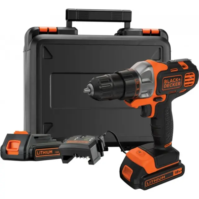 Black & Decker MT218KB-QW - Δραπανοκατσάβιδο Μπαταρίας 18V με 2 Μπαταρίες 1.5Ah (2x 1.5Ah) + Φορτιστή + Βαλίτσα