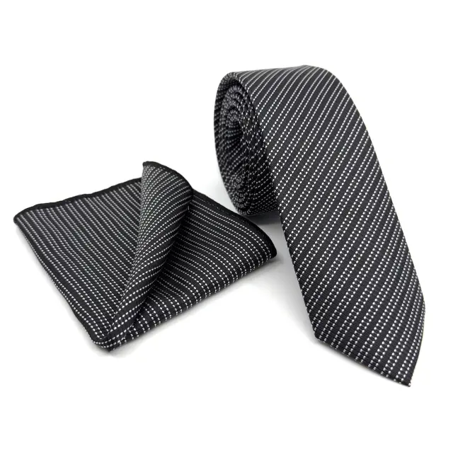 Γραβάτα Microfiber σε Σιέλ Μοτίβο Σετ με Μαντηλάκι