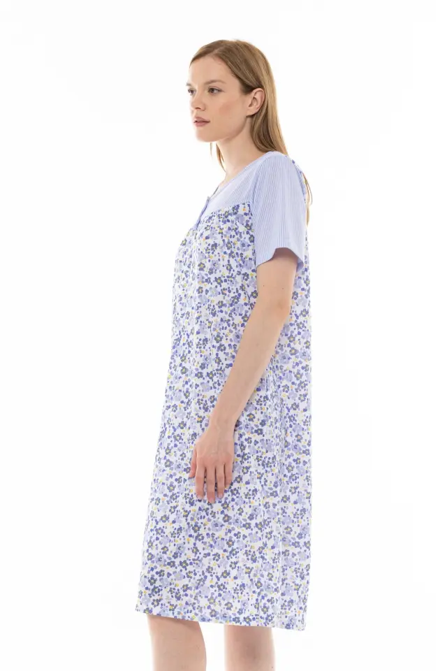 S1297 - Type - NIGHTGOWN CLASSIC BLUE FLOWER STRIPE - M 3