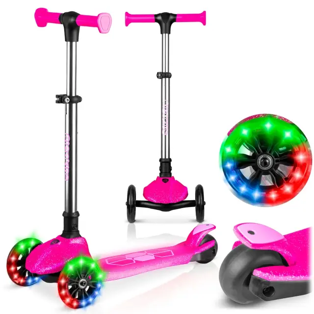 Ricokids Παιδικό Πατίνι Jelly με 3 Τροχούς Led ,Που Λάμπει στο Σκοτάδι Ροζ