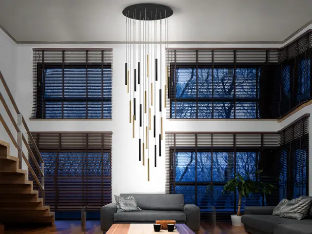 Varas 373968D Κρεμαστό LED 25L Χρυσό/Μαύρο Dimmable έως 3m Μαύρο Χρυσό