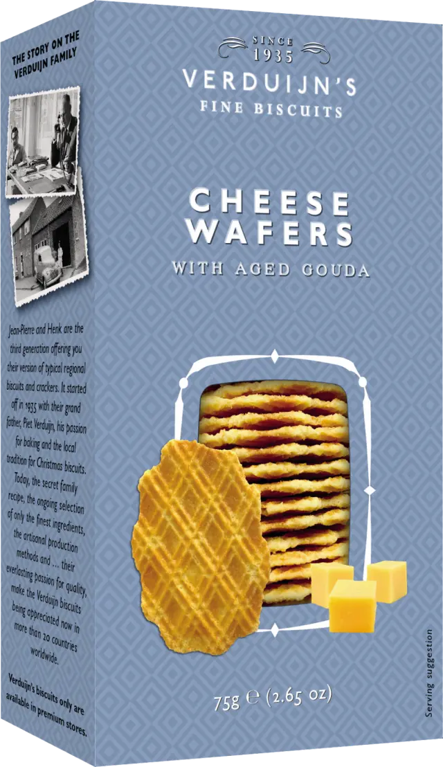 VERDUIJN S CHEESE WAFERS WITH AGED GOUDA 75gr