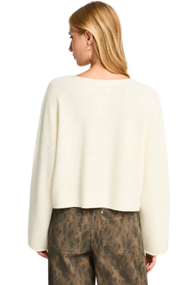FunkyBuddha γυναικεία oversized cropped πλεκτή μπλούζα με μαλλί FBL014-115-09-2 2