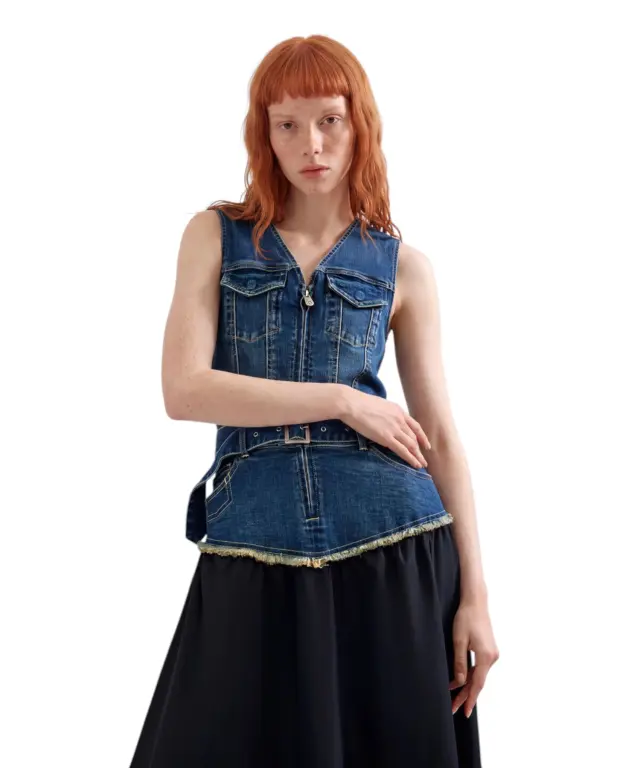 Desigual - Γυναικείο Φόρεμα Denim Χωρίς Μανίκια Gigi 26WWVD03-5053 Μπλε/Μαύρο 2