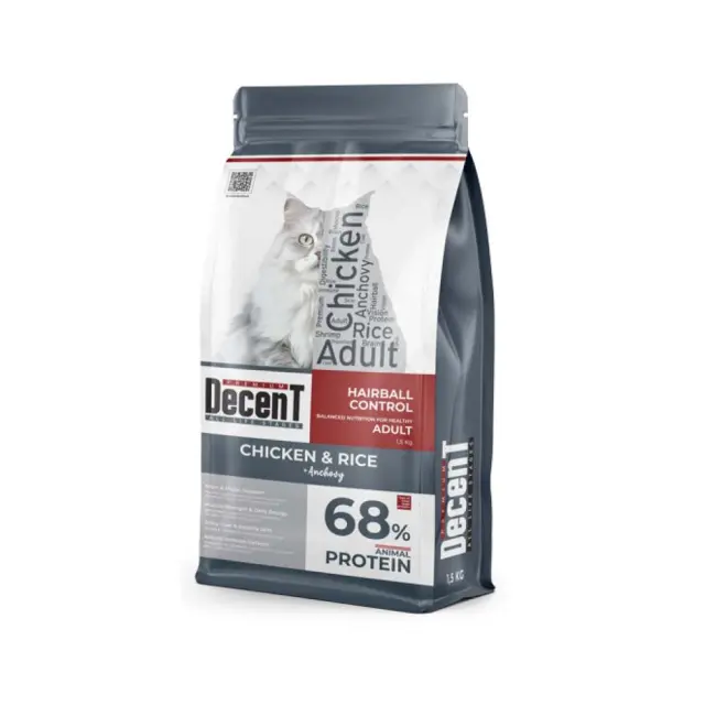 Decent Ξηρά Τροφή Γάτας Adult Hairball 1.5kg Μονόχρωμο