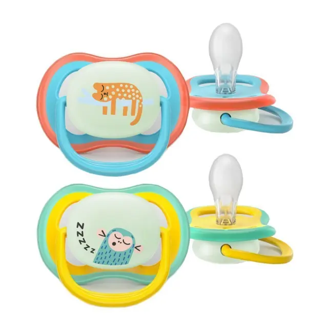 Philips Avent Ultra Air Nighttime Πιπίλα Σιλικόνης που Φωσφορίζει 18 Μηνών+ για Αγόρι Τιρκουάζ και Κίτρινο, 2τμχ