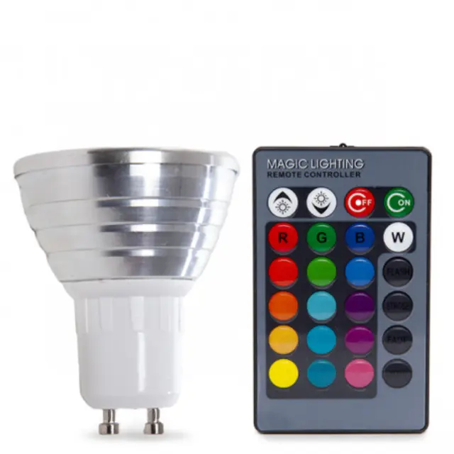 LED Λαμπτήρας RGB 3W GU10 με τηλεχειριστήριο