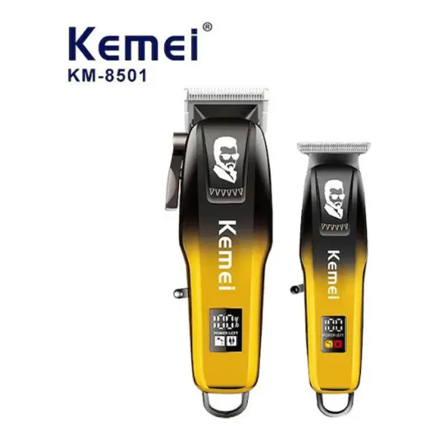 Kemei Επαγγελματικό Σετ Επαναφορτιζόμενης Κουρευτικής Μηχανής Κίτρινο KM-8501