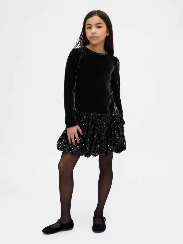 Παιδικό Bubble Φόρεμα με Πούλιες Black sequin