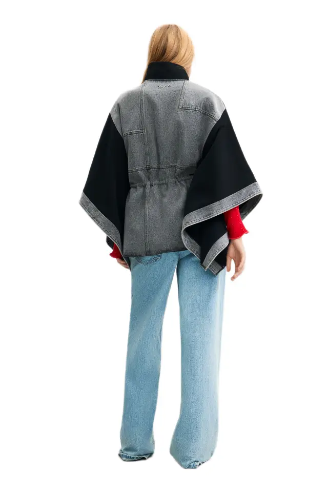 Desigual - Γυναικείο Πόντσο Aldama Denim 26WAIA29-2000 Μαύρο - OneSize 2