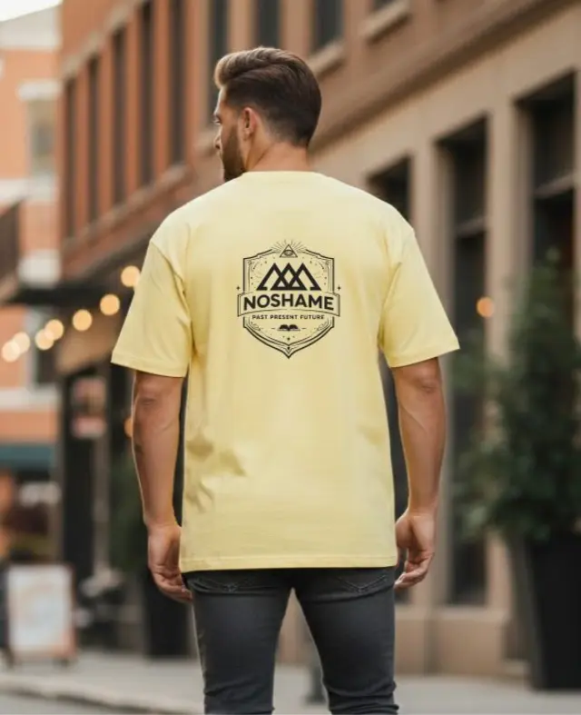 T-shirt Noshame® Oversized Κίτρινο με τύπωμα - 142619 - XXL