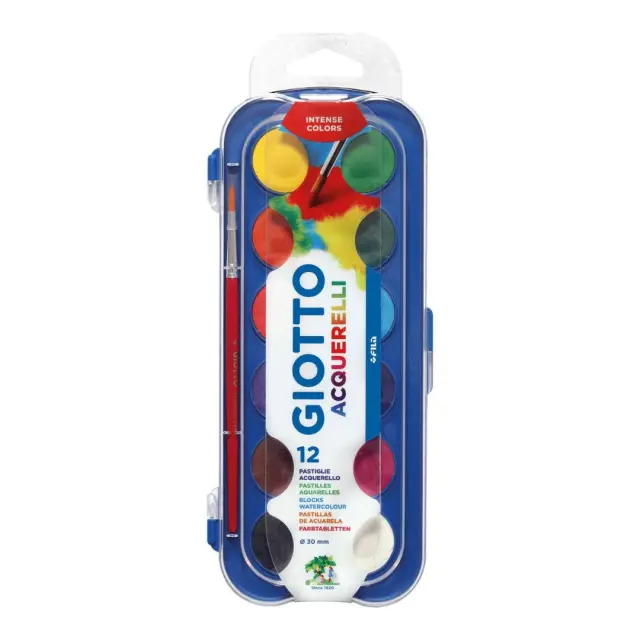 Giotto Νερομπογιές 12 Χρώματα με Πινέλο 30mm 000351200