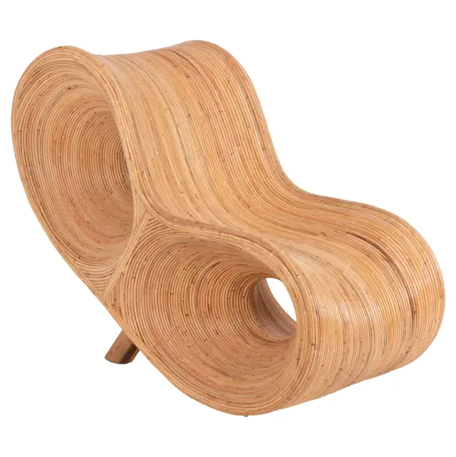 Πολυθρόνα Curvy Lounge από Rattan σε φυσική απόχρωση 63x128x97 εκ.