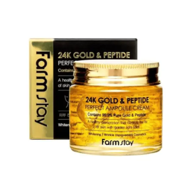 Farm Stay 24K Gold & Peptide Perfect Ampoule Cream Αντιρυτιδική και Λευκαντική Κρέμα Προσώπου, 80ml