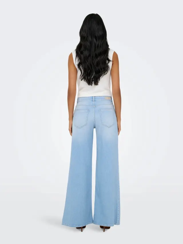 ONLY California Τζιν Καμπάνα Μεσαίας Μέσης Light Blue Denim 2
