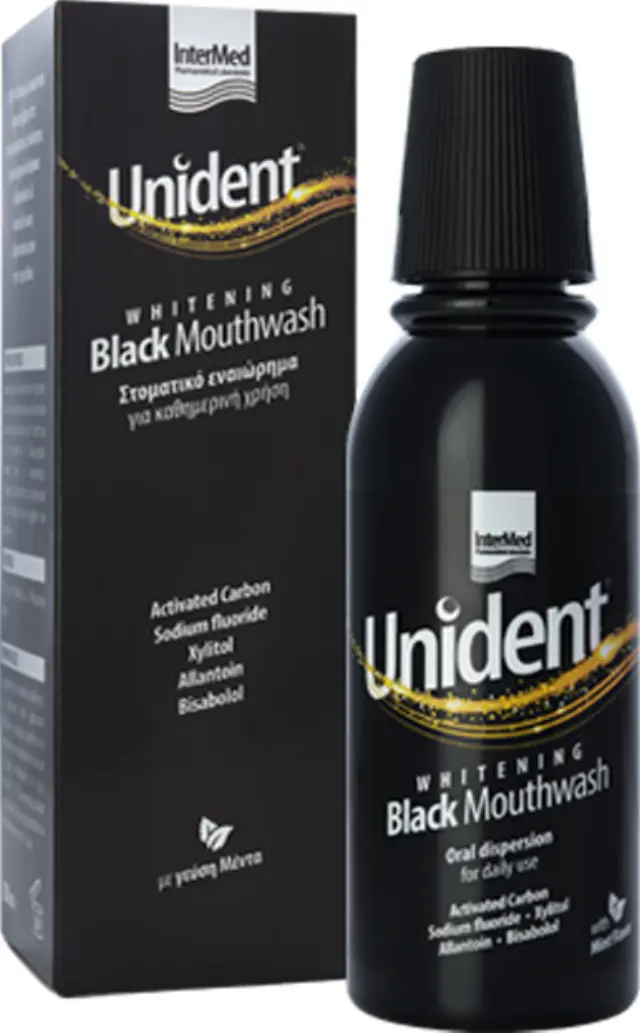 Intermed Unident Whitening Black Mouthwash Στοματικό Διάλυμα για Λεύκανση 250ml