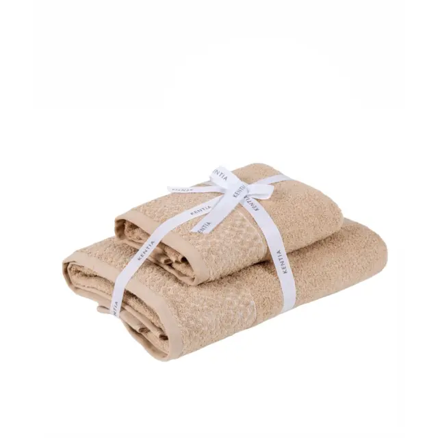 Σετ Πετσέτες 2 Τεμαχίων Kentia Viper 26 Beige 70x140,50x90 2