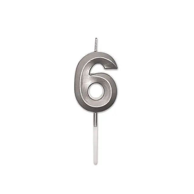 Κερί Prestige Silver Metal 9 cm Νούμερο 6