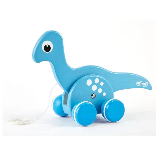 Pin Toys Ξύλινη τρεχαλίτσα δεινόσαυρος 'Βραχιόσαυρος' από μασίφ ξύλο