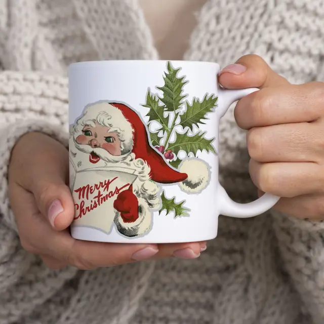 κούπα κεραμική χριστουγεννιάτικη vintage christmas με συσκευασία δώρου (b106)