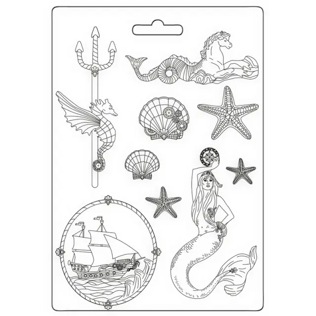 Καλούπι εύκαμπτο A4, 21x29cm, Stamperia, Songs of the Sea, Siren