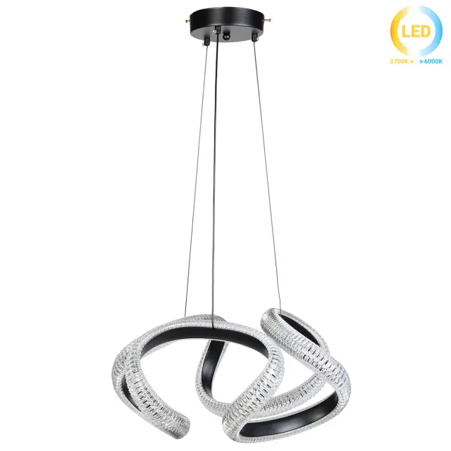 Φωτιστικό κρεμαστό μεταλλικό LED 52W 48x45x24 εκ. μαύρο με ακρυλικό - GLOBOBOX