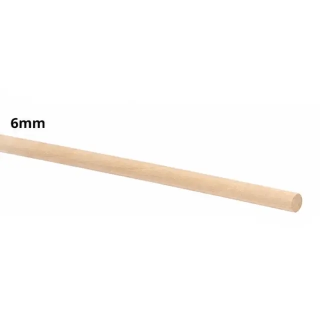 Ξύλινη Καβίλια Στρογγυλή Ø6mm - 100cm - 1τεμ (Εύθραυστο-Παραλαβή απ'το Κατάστημα)